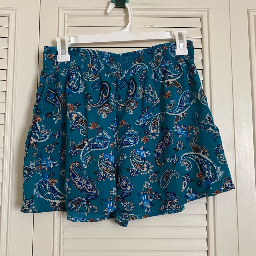 Xhilaration teal paisley print rayon shorts pockets
